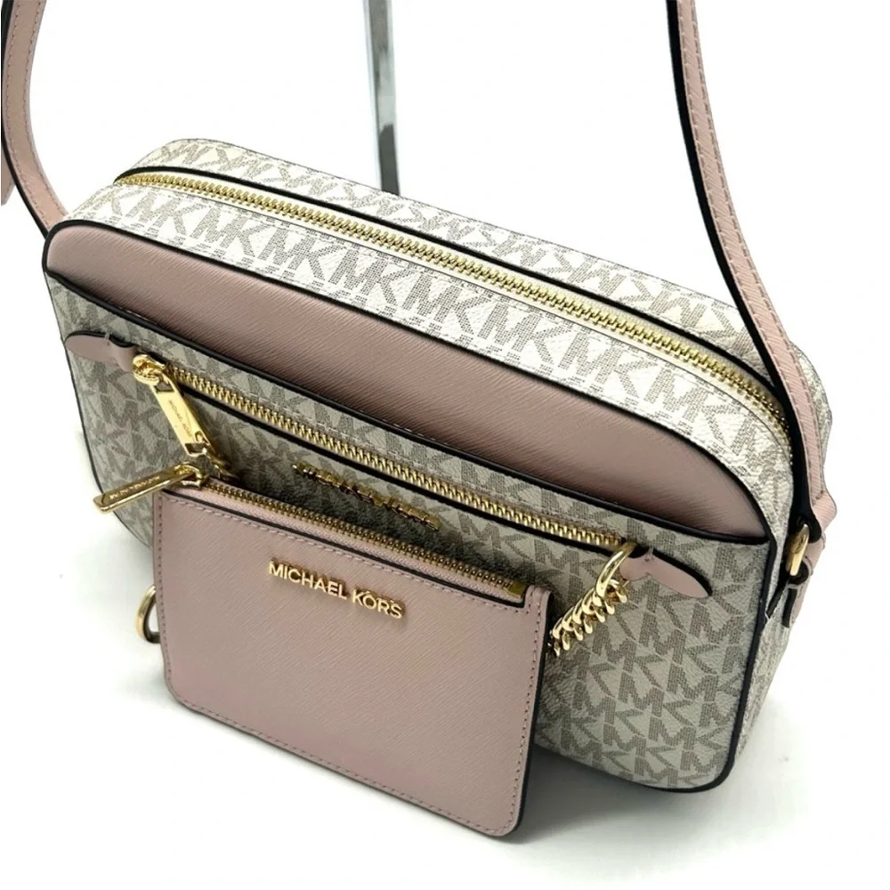 Michael Kors Jet Set LG Signature Logo Crossbody Bag & Matching TZ Coinpouch ID - Picture 10 of 14